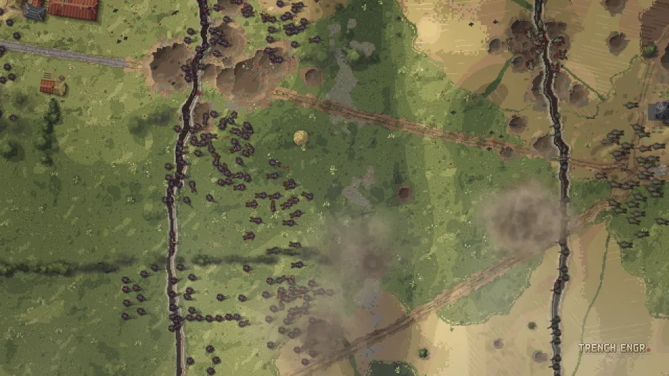 The Marne, 1914: French infantry in blue coats and red kepis cross an open valley under German shellfire towards the German line before Étrépilly.